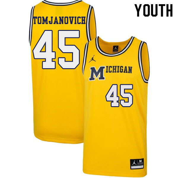 Youth #45 Rudy Tomjanovich Michigan Wolverines 1989 Retro College Basketball Jerseys Sale-Yellow - Click Image to Close